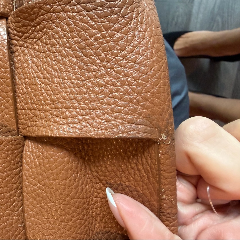 Brown Woven Leather Tote Bag - Picture 3 of 15